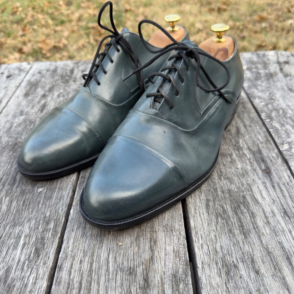 Giorgio Brutini Mens 9.5 EEE Teal Blue Leather Cap Toe Oxford Dress Shoes 150641